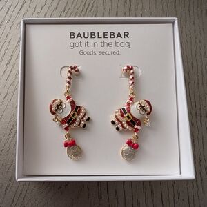 BaubleBar Festive Santa Earrings - Red, Gold, and White